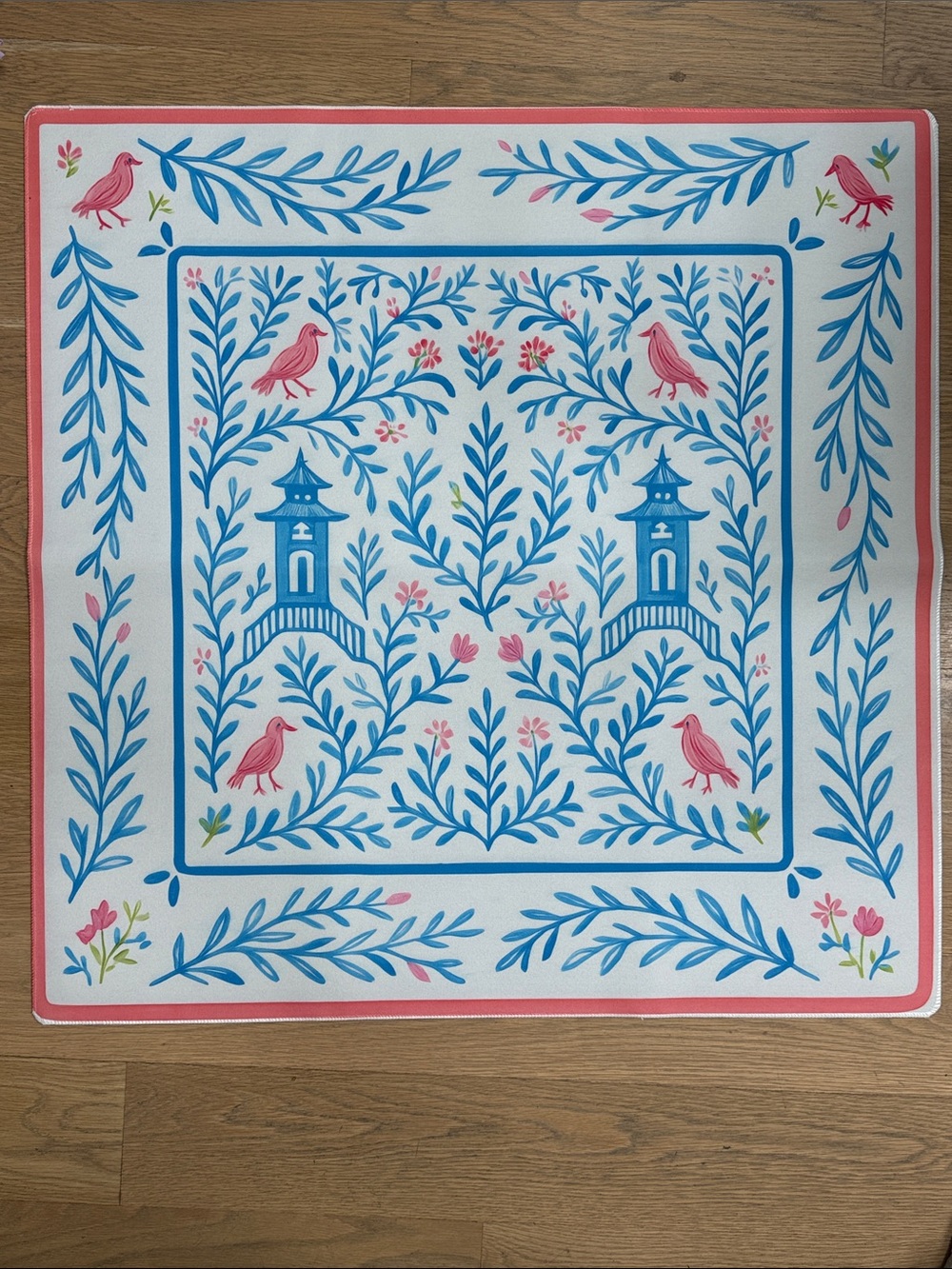 Mahjong Mat - Floral Blue & Coral NEW